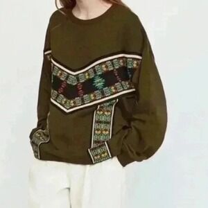 ZARA TRAFALUC Sweatshirt Womens US S, MX26  Long Sleeve Pullover‎ Southwest
